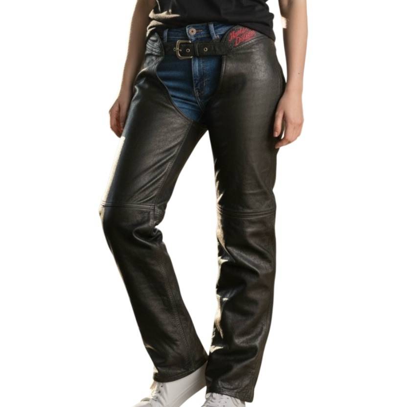 Harley-Davidson Black Leather Women’s Motorcycle Chaps Xl